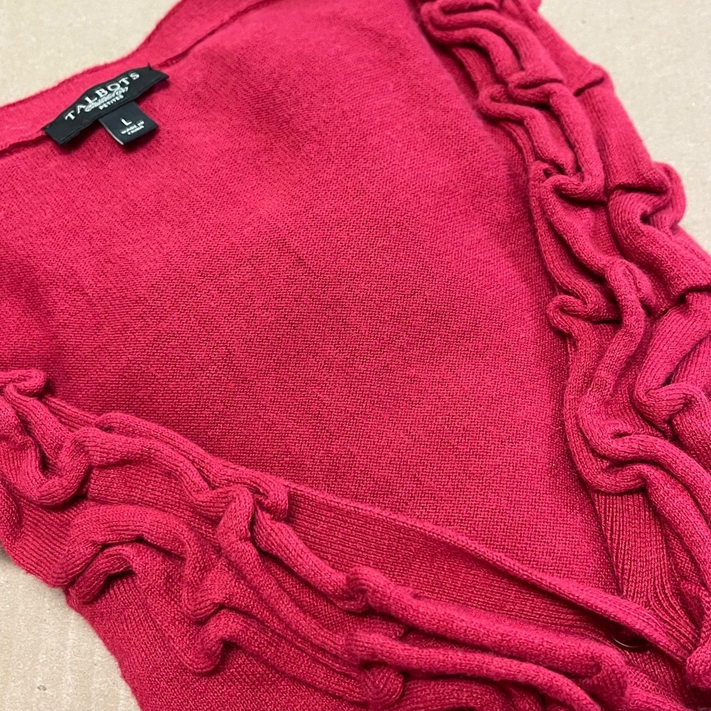 Talbots Red Ruffled Cardigan - Picture 13 of 13